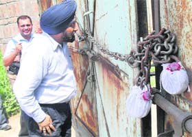 A sealed godown that was raided by officials of the food and supplies department