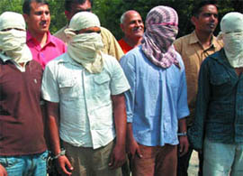 Four robbers arrested by the Delhi police crime branch in the Capital on Monday.