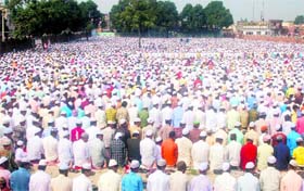 Devotees offer prayers on the occasion of Eid-ul-Fitr at Jwalapur in Haridwar district