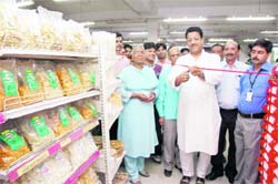Asha Sharma at the launch of Asha Namkeen at Vishal Mega Mart in Dehradun. 
