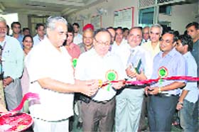 Dr RP Bajpai, former Vice-Chancellor of Kurukshetra University, inaugurates an industrial exhibition at the Geeta Institute of Management and Technology, Kanipla, Kurukshetra