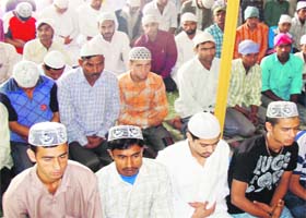 Devotees offer namaz on the occasion of Id at Dharamsala