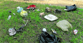 Garbage strewn on the PAU campus, Ludhiana, three days after the kisan mela on Monday.