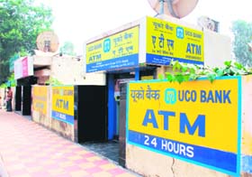 The ATM machines, which were out of order on Tuesday outside the Chandigarh railway station