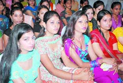 Students of St Soldiers Group of Institutions during a Freshers Party in Jalandhar. 