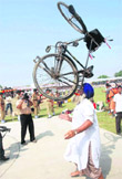 A villager displays his skills at the Baba Sheikh Farid Aagman Purb Virasat Mela in Faridkot