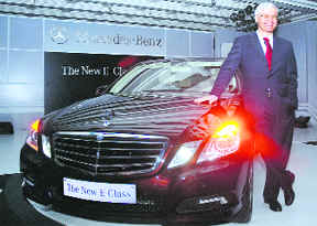 Managing Director and CEO of Mercedes Benz India, Wilfried G. Aulbur at the launch of new E-Class model in New Delhi on Wednesday. It is priced at Rs 46.9 lakh. 