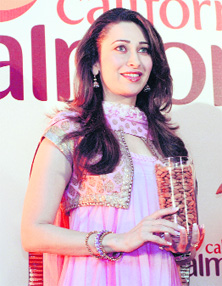 Bollywood actor Karisma Kapoor at the launch of California Almonds in New Delhi on Wednesday.