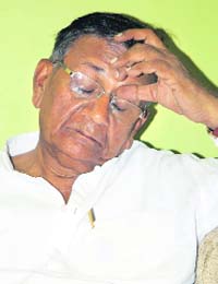 Jai Prakash Gupta in a pensive mood at a press meet in Karnal
