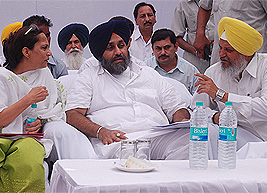 Deputy CM Sukhbir Badal listens to state tourism minister Hira Singh Gabria and Geetika Kalha, principal secretary, Tourism, during the inauguration of a hotel management institute near Bathinda on Thursday.
