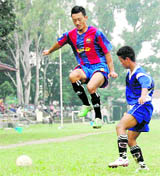A super league match between Doon Star and Khukari in progress at Pavilion Ground in Dehradun on Thursday.