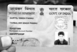 A PAN card recovered from the car on Friday.