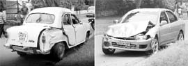 The damaged cars that were involved in a mishap in Sector 8, Chandigarh, on Friday.