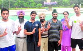 SGGS players strike a pose at Panjab University in Chandigarh on Friday.