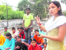 Street children at an interactive session organised by the CHETNA foundation in Dehradun.