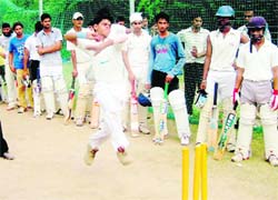 Players during the T-10 Gully cricket trials at the Tau Devi Lal Sports Complex, Panchkula, on Sunday