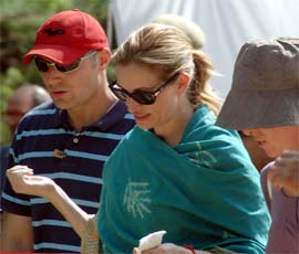 Hollywood superstar Julia Robert during the shooting of the film Eat, Pray and Love at Mirzapur Village in Gurgaon district