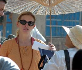Hollywood superstar Julia Robert during the shooting of the film Eat, Pray and Love at Mirzapur Village in Gurgaon district