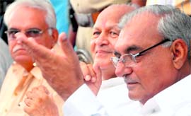 Haryana Chief Minister Bhupinder Singh Hooda at a meeting of party nominees in Chandigarh on Sunday.