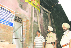 Banners of langar hall are hanged on the illegal construction to deceive Municipal Corporation officials.