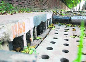 A marked storm water gully in Sector 67, Mohali