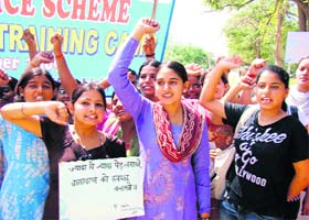 NSS volunteers take out a social awareness rally during the Youth Leadership Training Camp in Rohtak