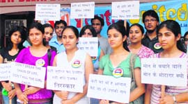 Members of the Youth United take out a silent protest against sex determination outside a private clinic in Sector 22-C on Tuesday.