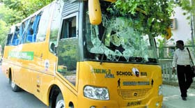 The G.D. Goenka School bus that met with an accident on Tuesday morning in south Delhi