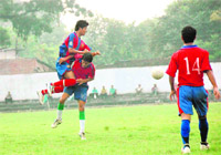 A match of the Dehradun Football League in progress in Dehradun 
