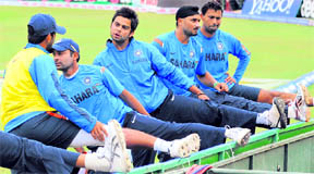 From left: Amit Mishra, Virat Kohli, Harbhajan Singh and Praveen Kumar.