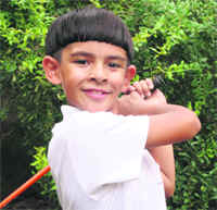 Aadil Bedi in action at the Chandigarh Golf Club on Wednesday.