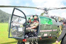 Lt-Gen B.S. Jaswal, GOC-in-C, Army Training Command, about to fly to Udhampur where he will take over as General Officer in Command of Northern Command