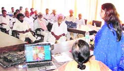 A social worker addresses the participants during the socio-economic rehabilitation workshop in Ludhiana on Wednesday