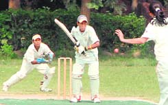 A match in progress between MCM DAV College, Sector 36, and GGS College, Sector 26, on Panjab University ground in Chandigarh on Thursday. 