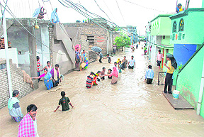 A flooded street in Kurnool, AP.