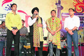 Singer Amrinder Gill at the Saras Mela in Ropar on Saturday. 