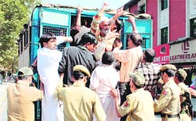 SRTC employees court arrest after a protest in Srinagar
