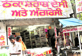 An open liquor vend near Clock Tower in Ludhiana on Saturday.