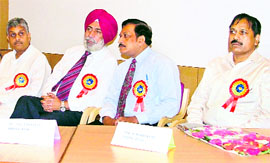 Tikshan Sud, Minister of Parliamentary Affairs, during a press conference at the CMCH in Ludhiana on Saturday.