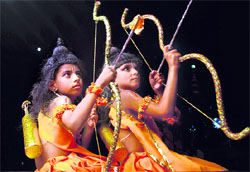 Kids dressed up as Luv and Kush on the eve of ‘Pargat Divas’ in Ludhiana.