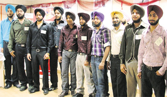 Contestants during an audition for the Mr Singh International Contest in Ludhiana on Sunday.