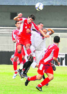 JCTs player Balwant vies for the ball on Sunday.