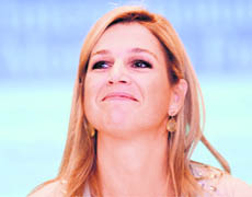 Dutch Princess Maxima smiles while giving a speech at a special event at the IMF and World Bank meeting in Istanbul, on Monday.