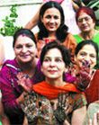 Dr Navjot Kaur Sidhu, wife of BJP MP Navjot Singh Sidhu, shows her mehndi-applied hands on the Karvachauth eve in Amritsar.