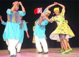 Members of Aswan Folk Troup from Egypt perform dance at Tagore Theatre in Sector 18, Chandigarh