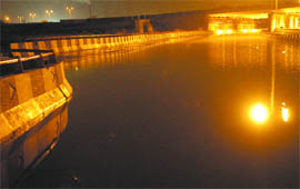 A pipeline burst causes waterlogging at ITO underpass, Laxmi Nagar, in New Delhi on Tuesday.
