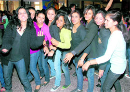 Girls break into a dance during the college fest at St. Bede's College, Shimla.