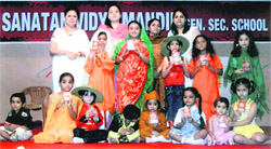 Students of Sanatan Vidya Mandir Senior Secondary School, Civil Lines, take part in a story-telling contest in Ludhiana 