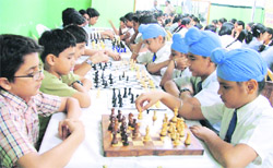 Chess tournament in progress at Green Land School, Ludhiana 