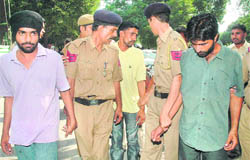 The murder accused, who allegedly stabbed to death 25-year-old Navin John in Maloya on Wendesday night, being produced at a local court in Sector 17, Chandigarh, on Thursday.